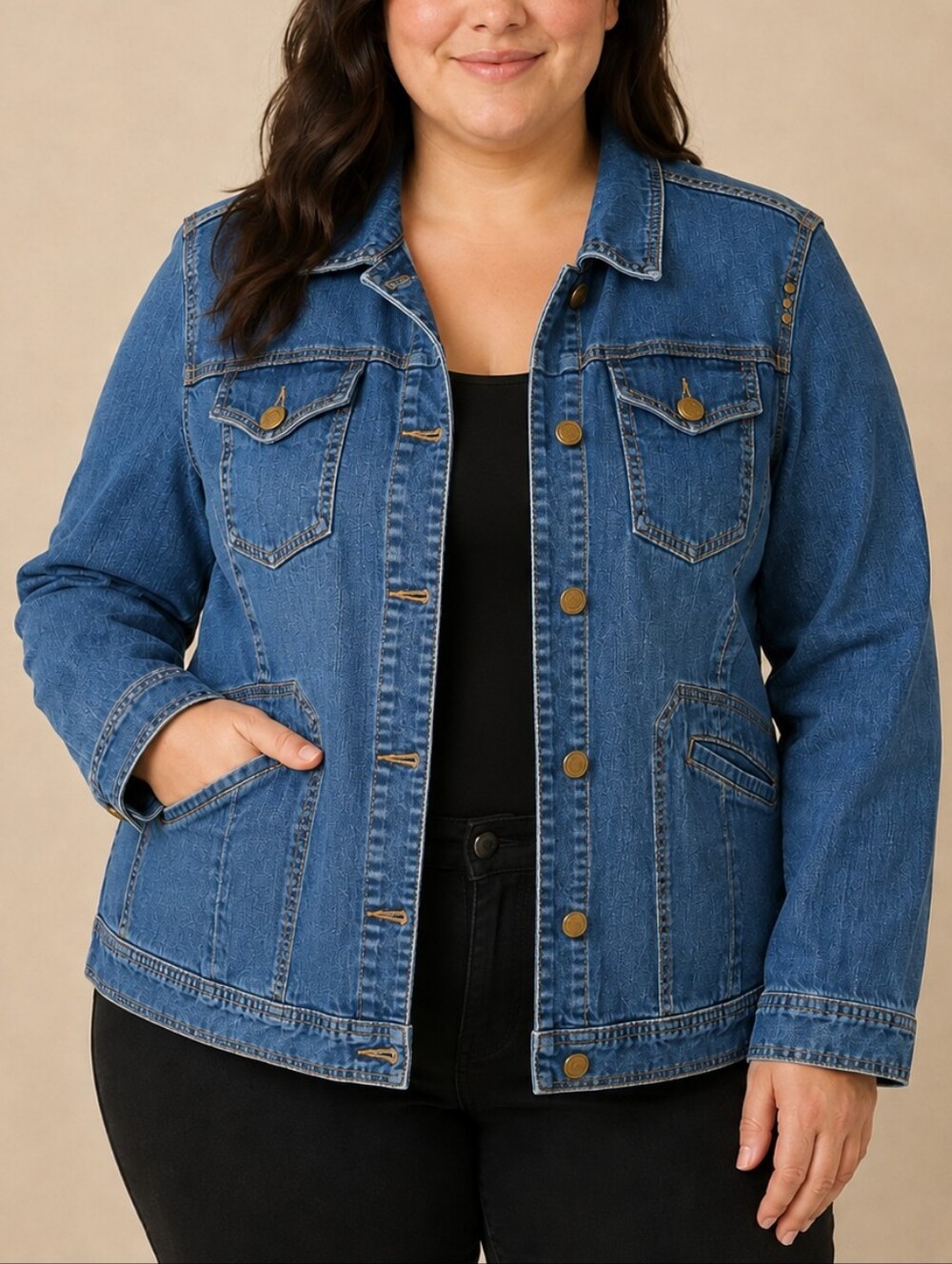 Vtg Coastal Blues Avenue Jeans Denim Jacket Blue Womens Plus Size 18/20 Cowgirl